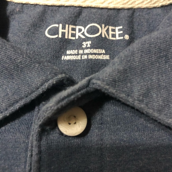 Cherokee • Navy Blue | Gray Collard Button Up Short Sleeve - Picture 2 of 6